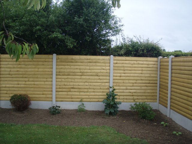 Pressure Treated Horizontal Barrel Board Panels in Concrete Posts & Concrete Gravel Boards Rochestown Ave